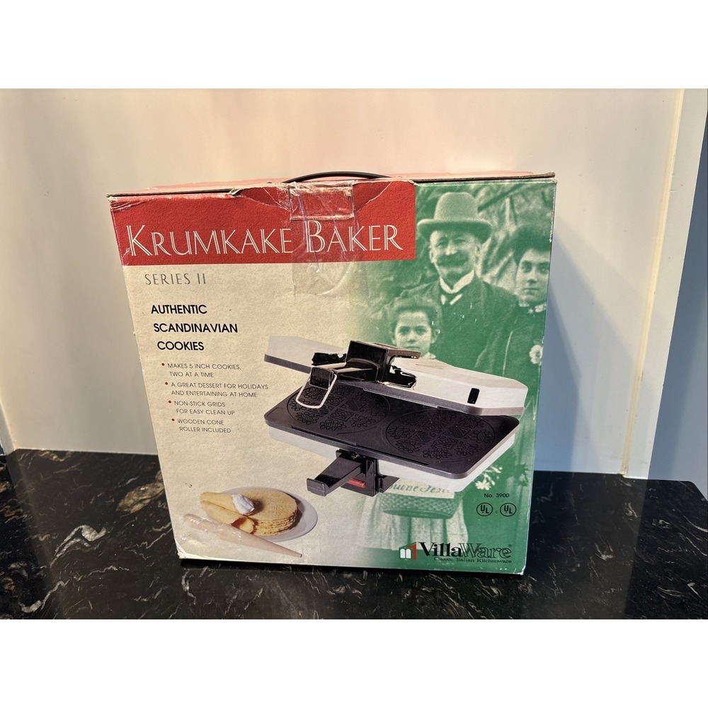 VillaWare Krumkake Baker Iron Series II w/ Cone Roller 3900 Pizzelle NEW